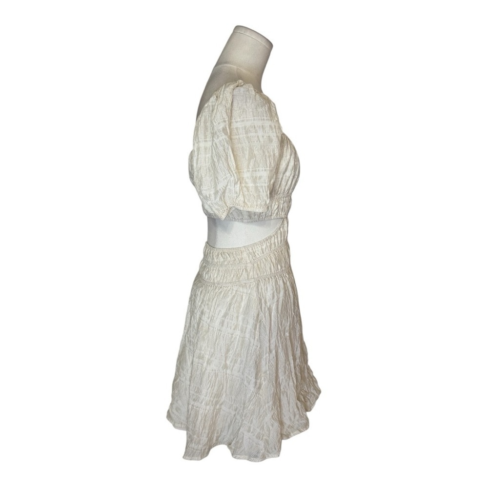 SABO‎ Cream Ivory Puff Sleeve Mini Dress XS Sun Sundress Boho Country Concert - Picture 5 of 9
